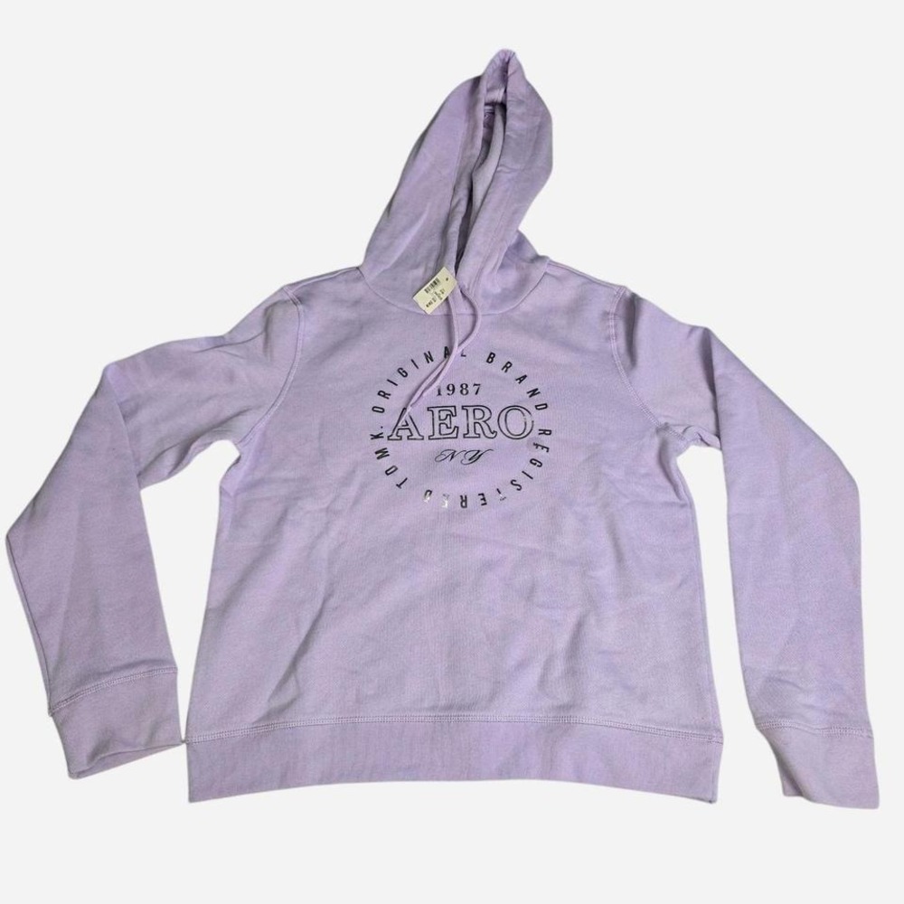 Aeropostale Womens Lavender Purple Graphic Fleece Hoodie Sweatshirt Medium NEW
